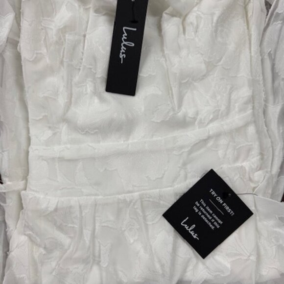 NWT Lulus Grace and Beauty White Burnout Floral Print Tiered Dress - Picture 6 of 9